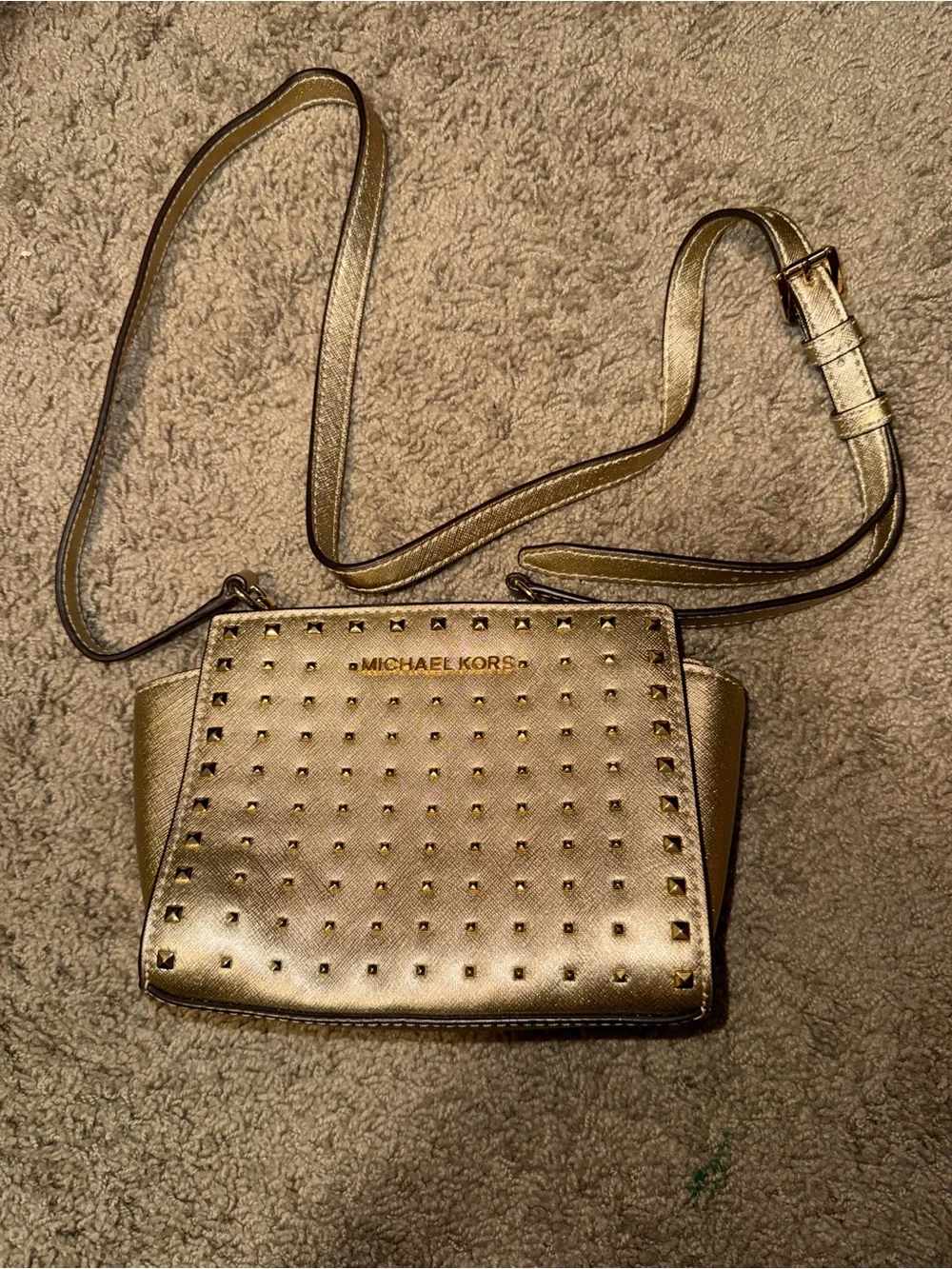 Michael Kors Metallic Gold Studded Crossbody